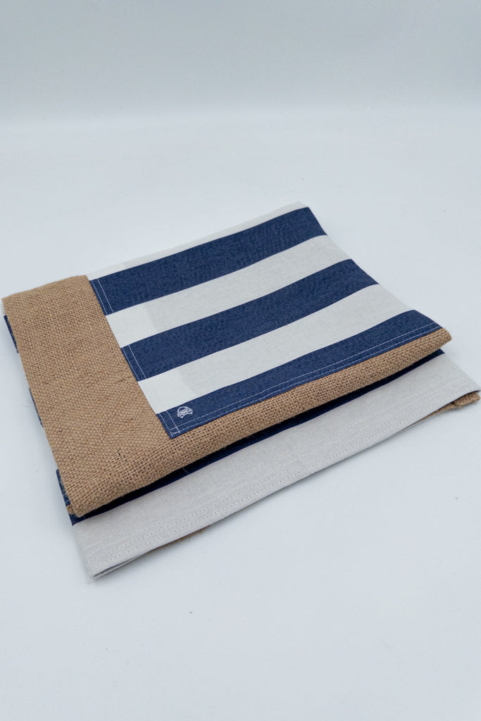 Costal algodón "L" Raya Blanca y Azul