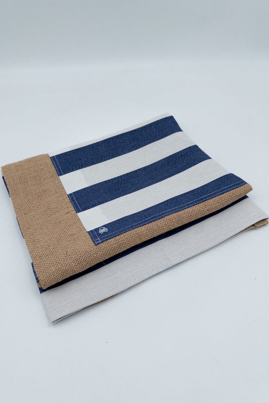 Costal algodón "L" Raya Blanca y Azul