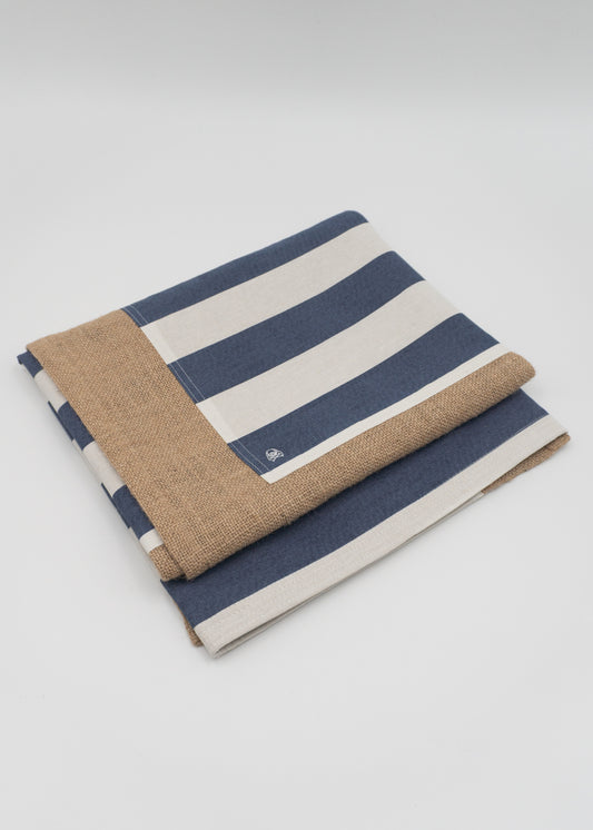 Costal algodón "L" Raya Blanca y Azul